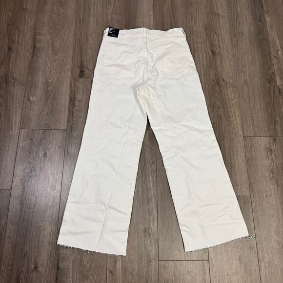 J.Crew Tall Wide-Leg Jeans WMNS 29T White Denim Hi-Rise All-Day Stretch Raw Hem - Picture 6 of 8